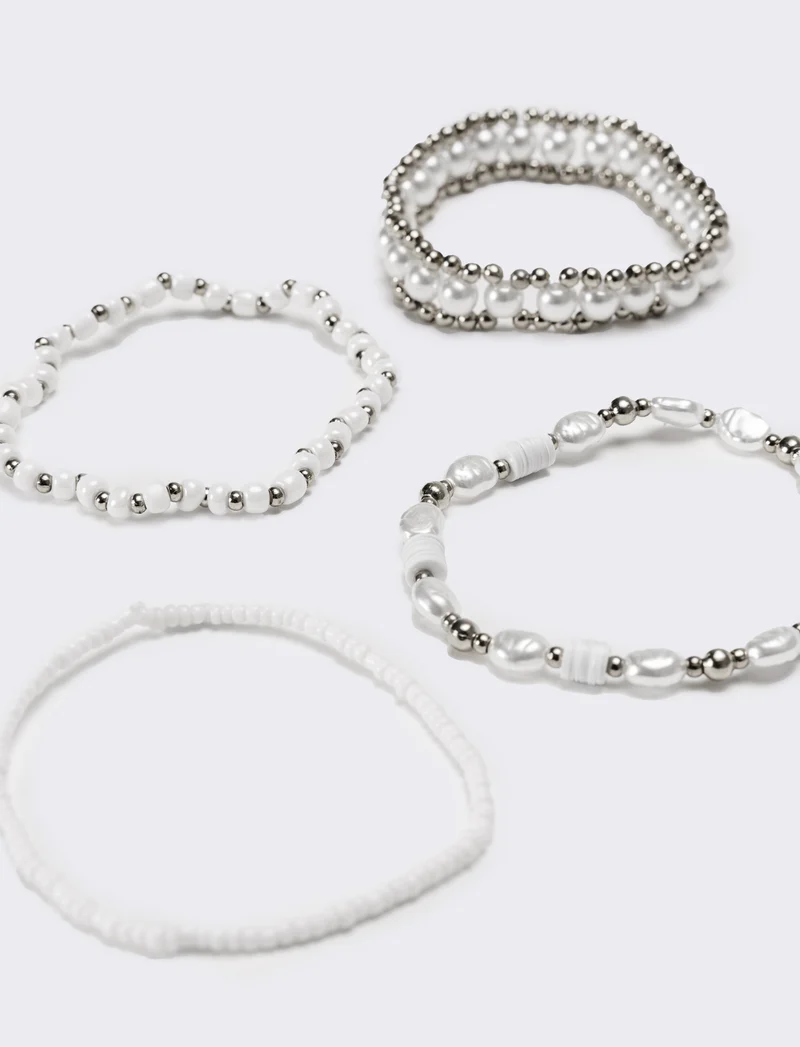 Bracciale donna 4 fili elastici - Argento
