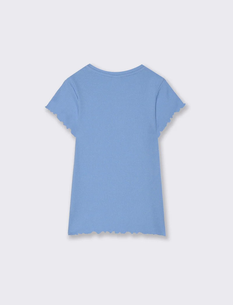 T-shirt in costina da bambina - Azzurro