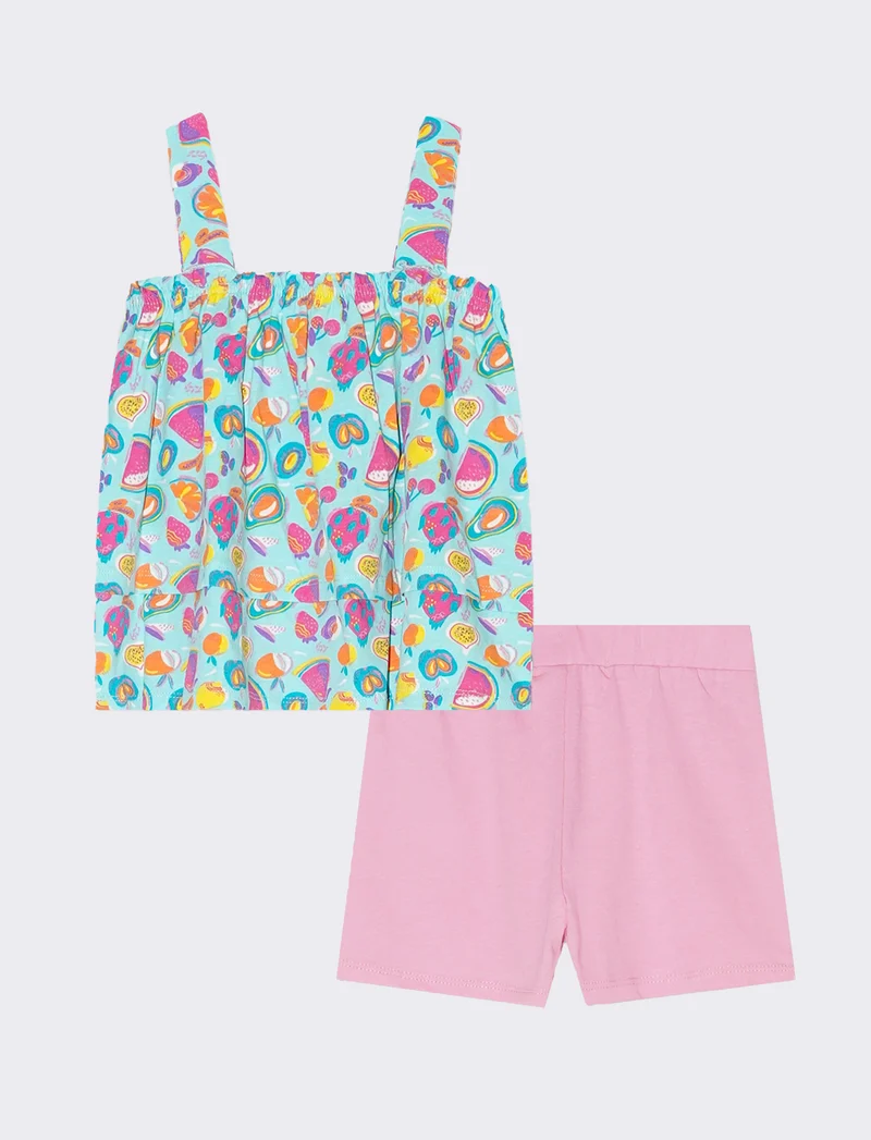 Completo top e shorts da neonata - Turchese