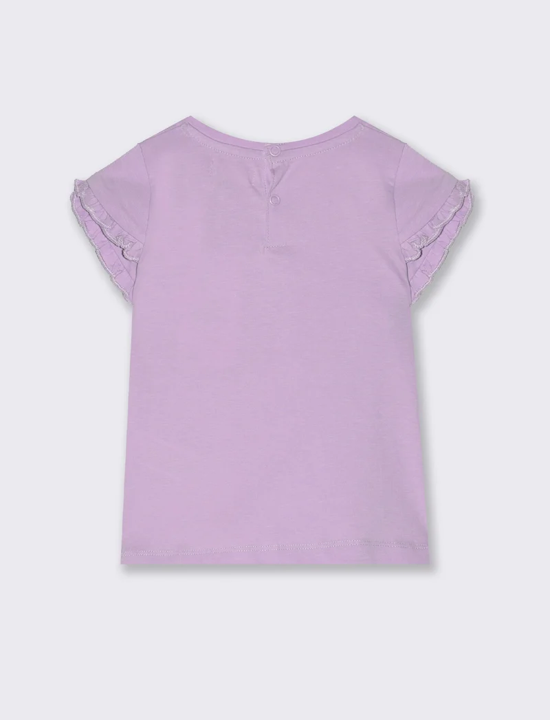 T-shirt con rouches alle maniche da neonata - Lilla