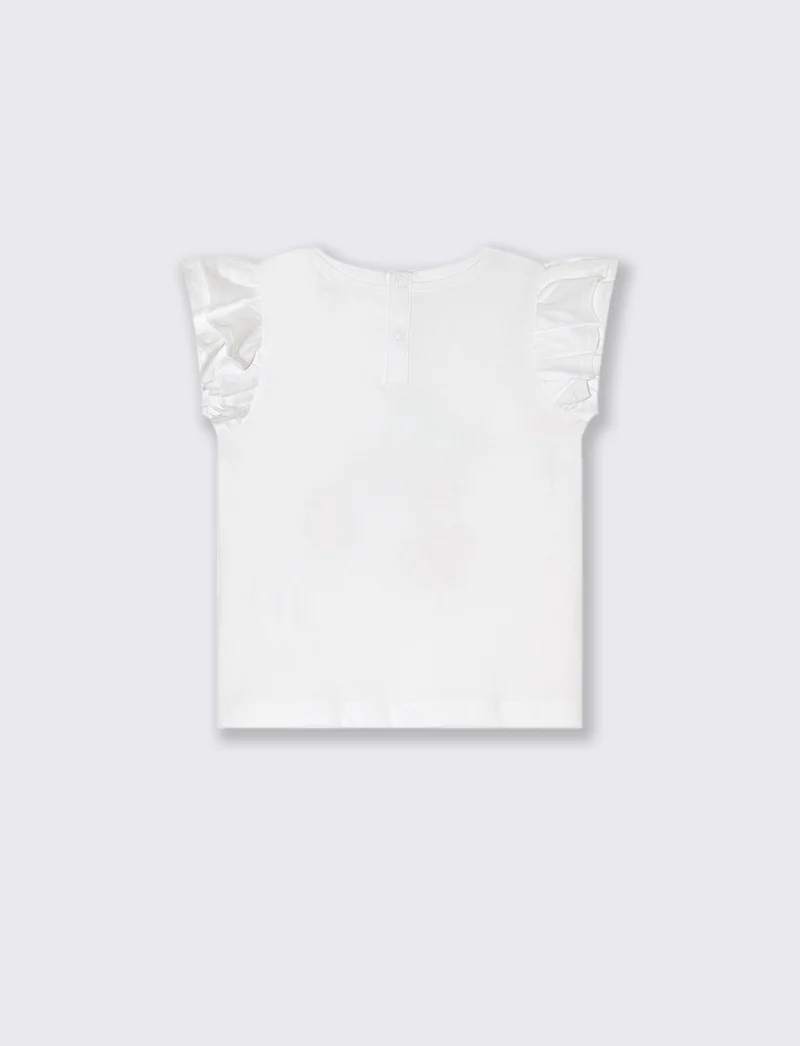 T-shirt con rouches. da neonata - Bianco