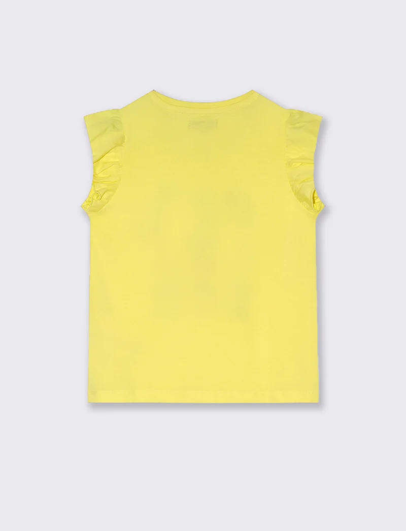 T-shirt mezza manica da bambina - Giallo
