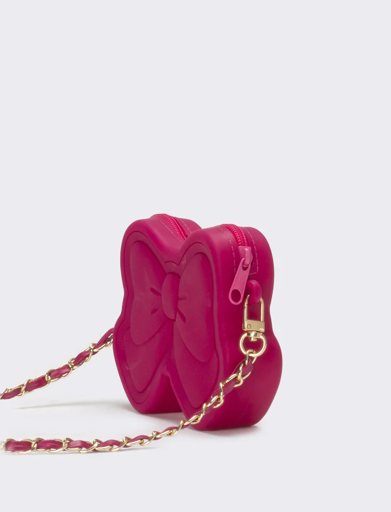 Borsa bambina modello fiocco con tracolla catena - Fuxia