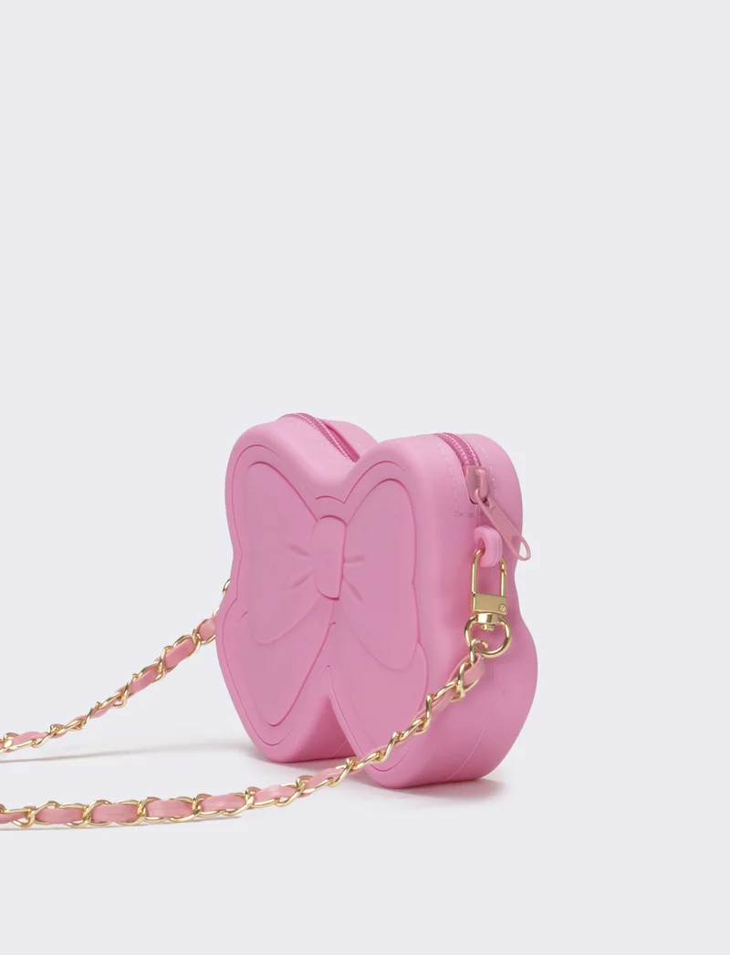 Borsa bambina modello fiocco con tracolla catena - Rosa