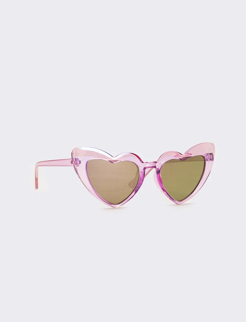 Occhiali bambina a forma di cuore con lente a specchio - Lilla