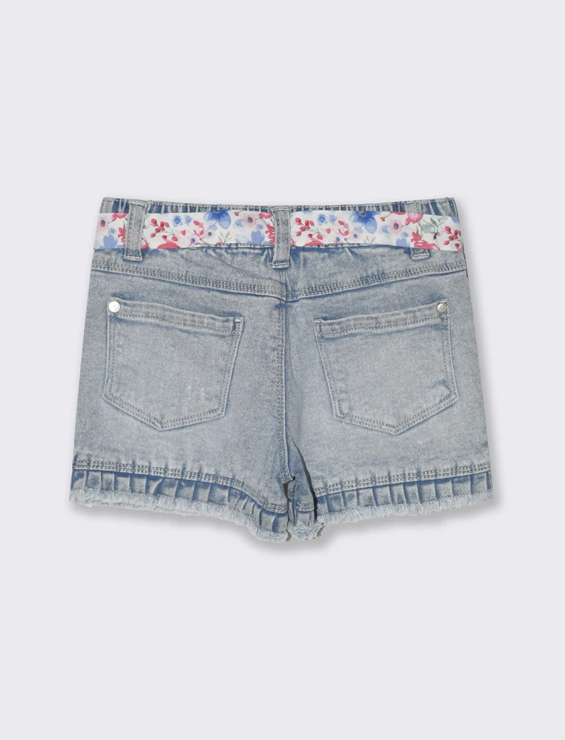 Shorts in denim con cintura da neonata - Denim
