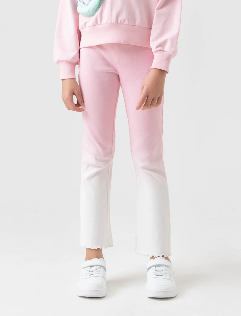 Leggings a costina da bambina - Rosa