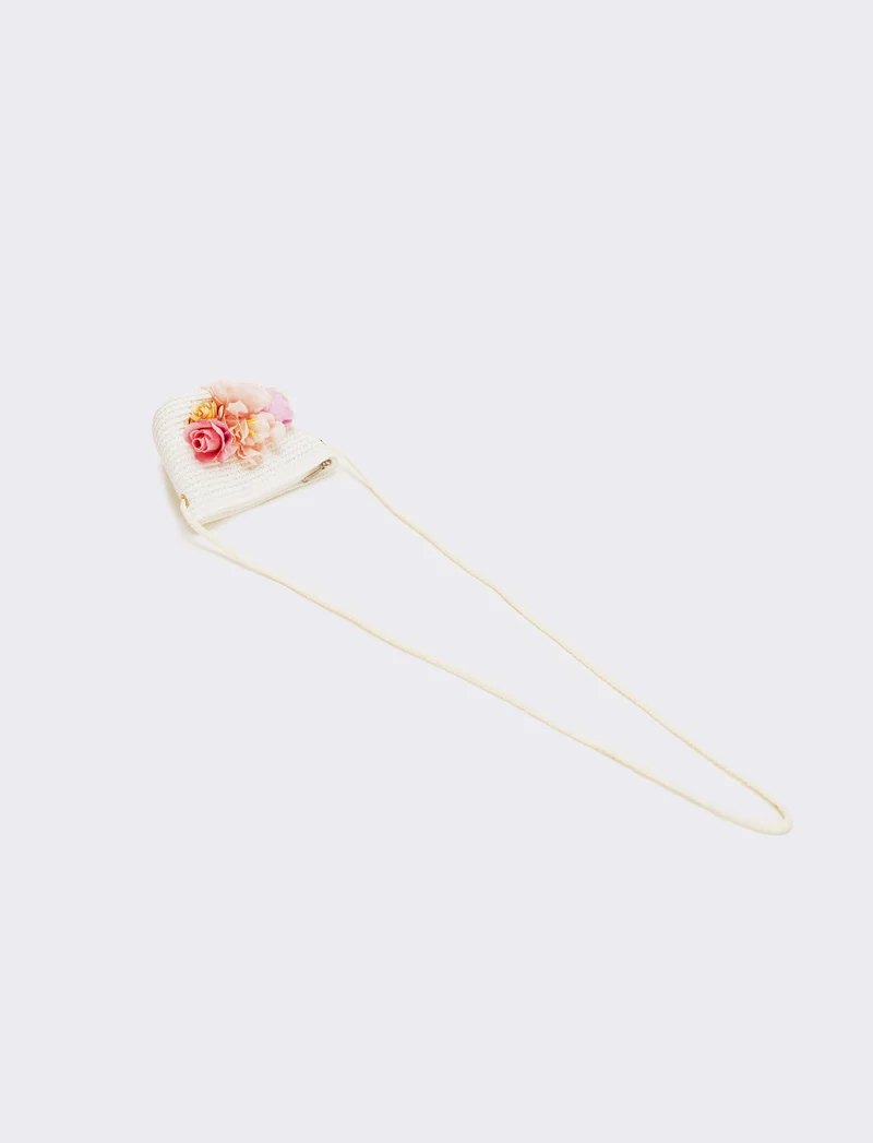 Tracollina bambina con fiori - Bianco