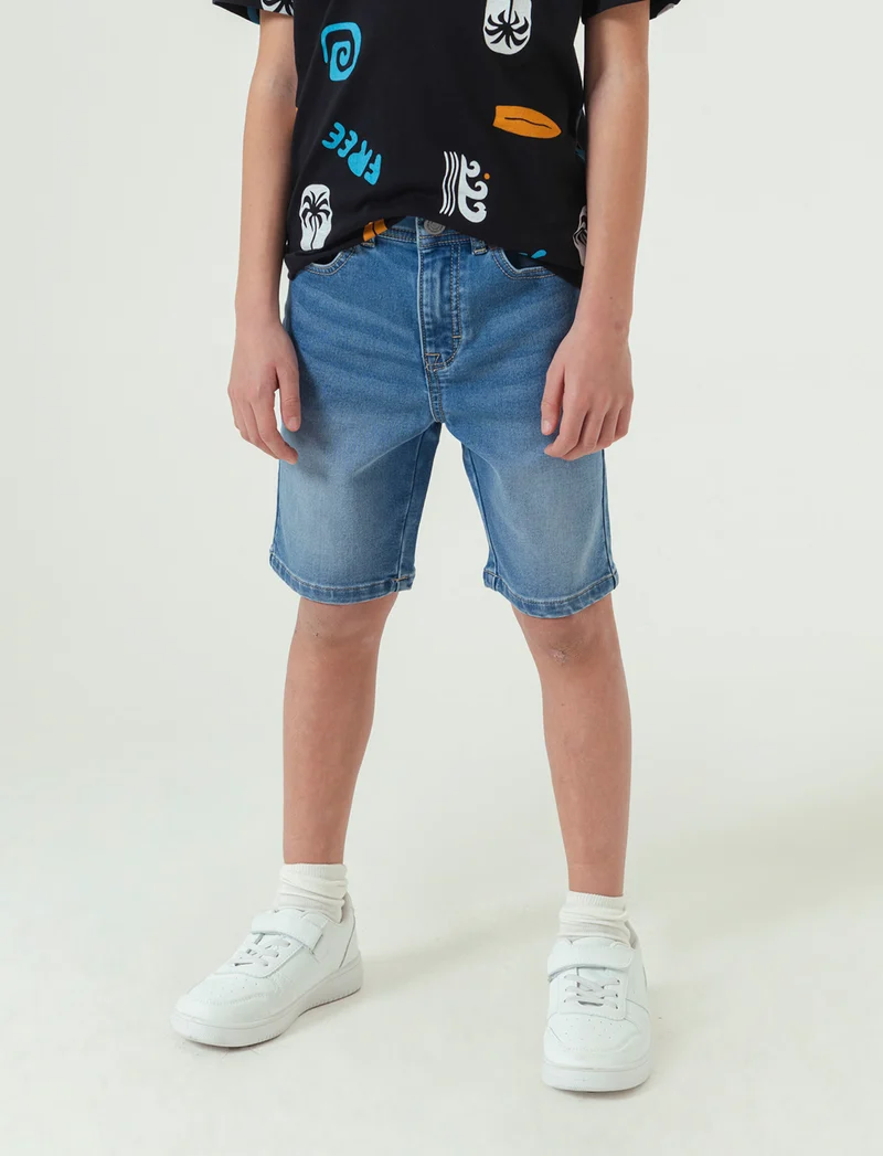 Bermuda in denim con lavaggio sfumato da bambino - Denim