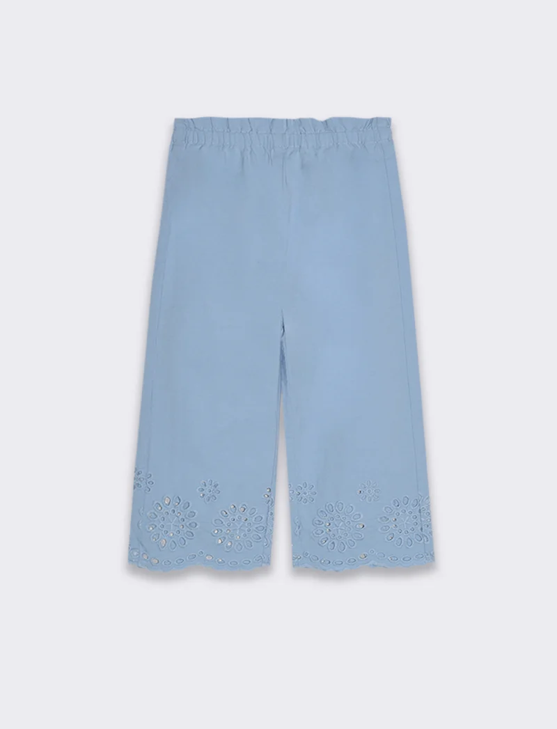 Pantaloni ricamati da neonata - Azzurro