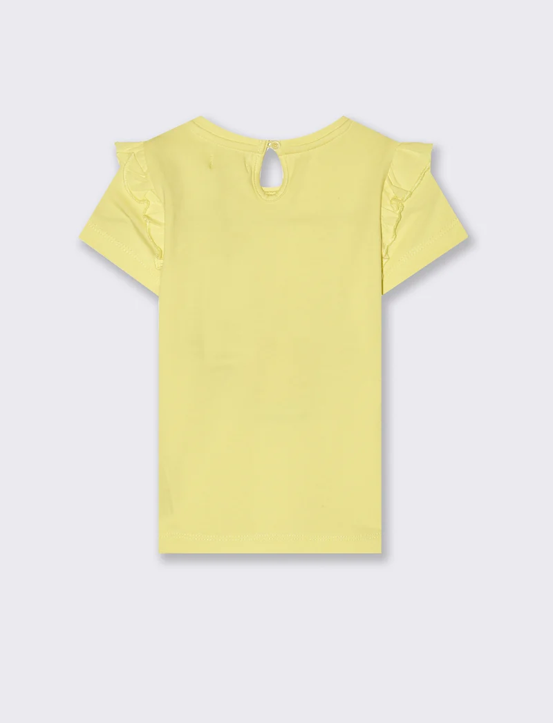 T-shirt con rouches alle spalle da neonata - Giallo
