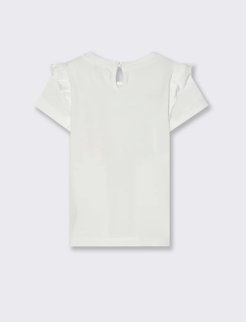 T-shirt con rouches alle spalle da neonata - Bianco