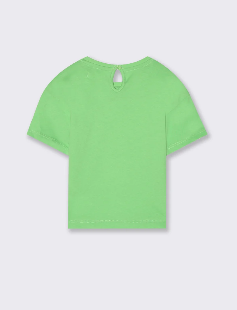 Maglia mezza manica con stampa da neonata - Verde mela