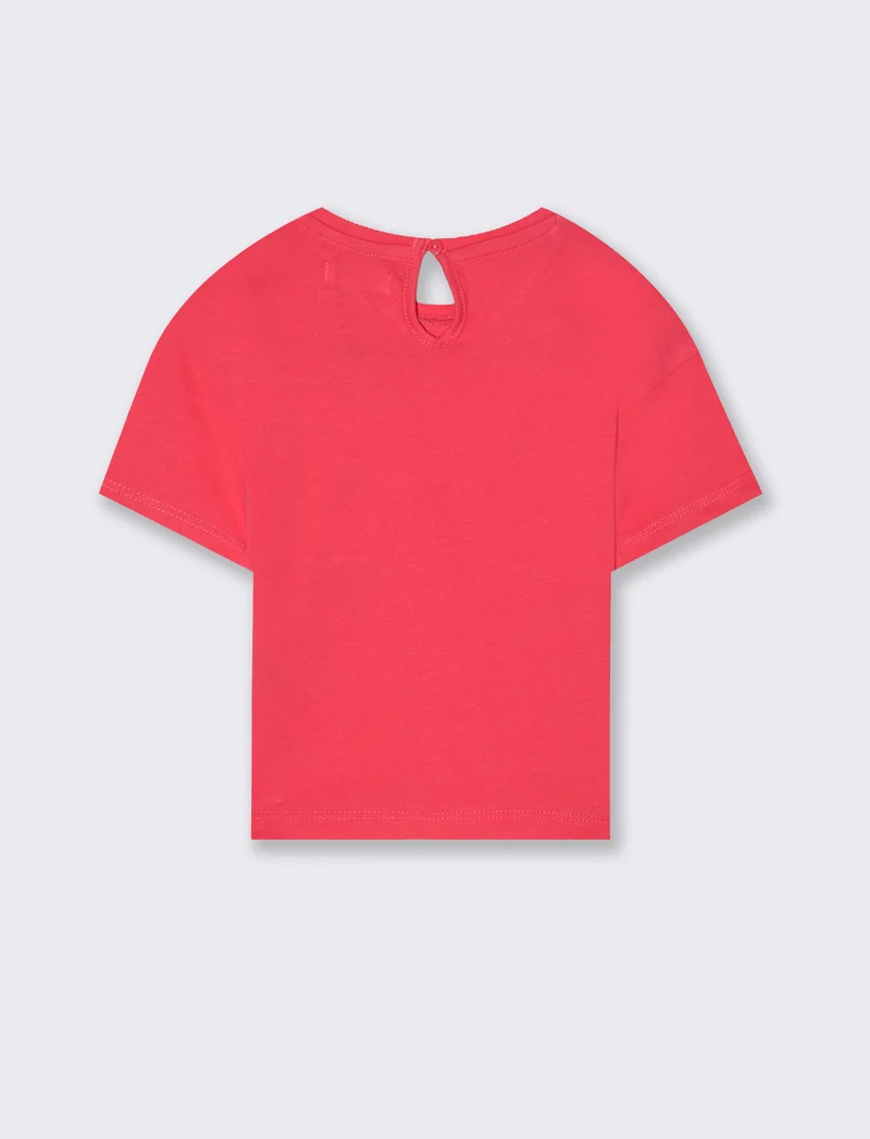 Maglia mezza manica con stampa da neonata - Fuxia