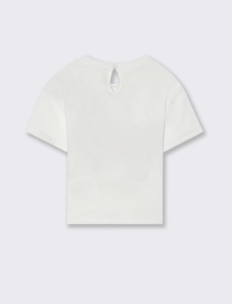 Maglia mezza manica con stampa da neonata - Bianco