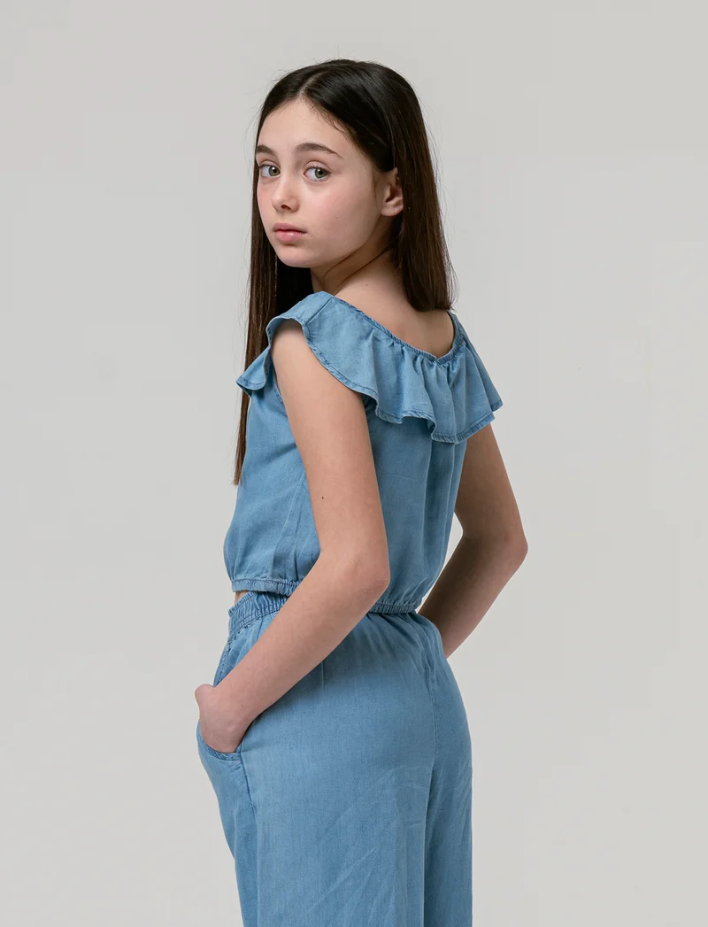 Top in chambry da bambina - Denim