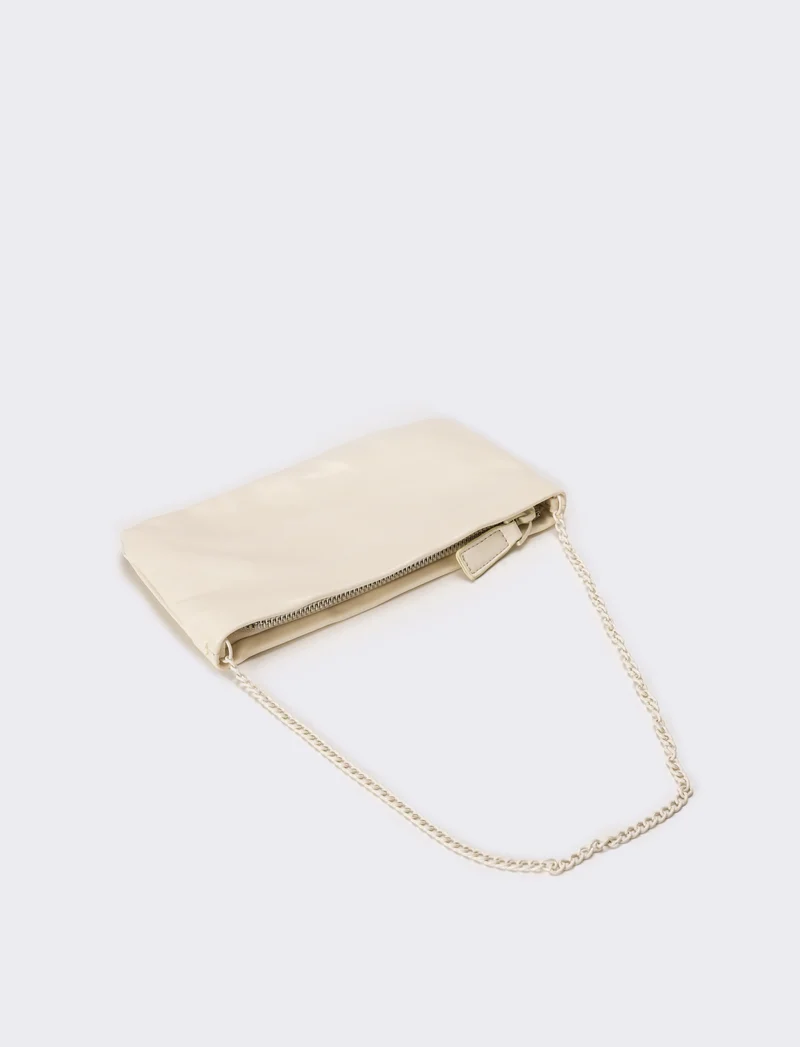 Portafogli donna con tracolla smaltata - Bianco sporco