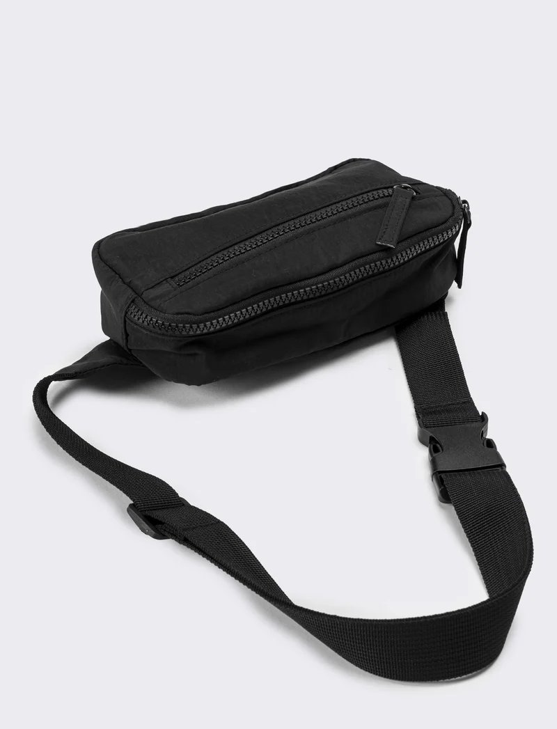 Mini marsupio uomo con zip - Nero