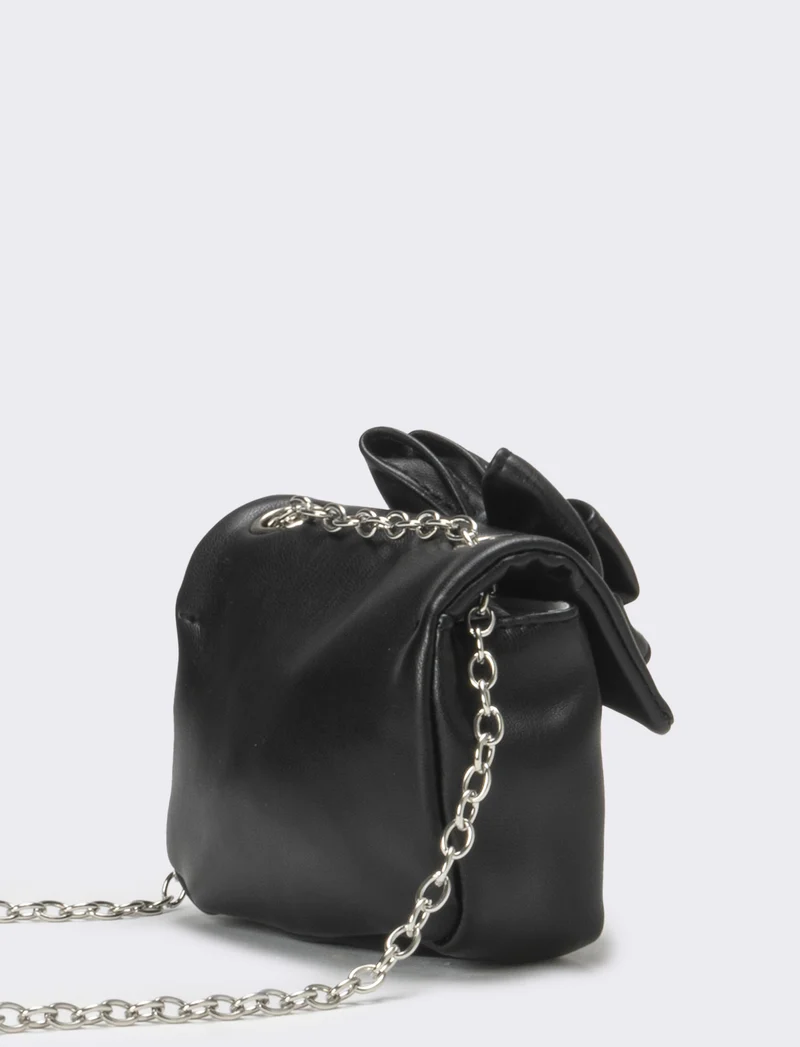 Borsa bambina tracolla con fiocco - Nero