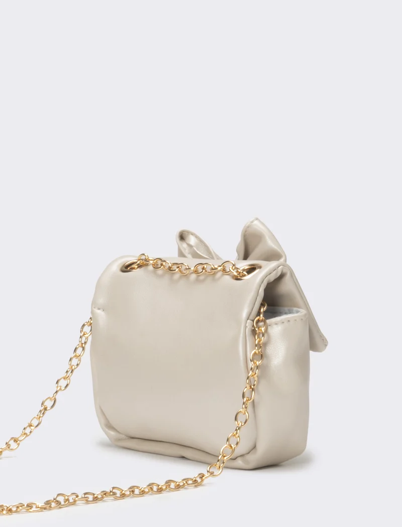 Borsa bambina tracolla con fiocco - Platino