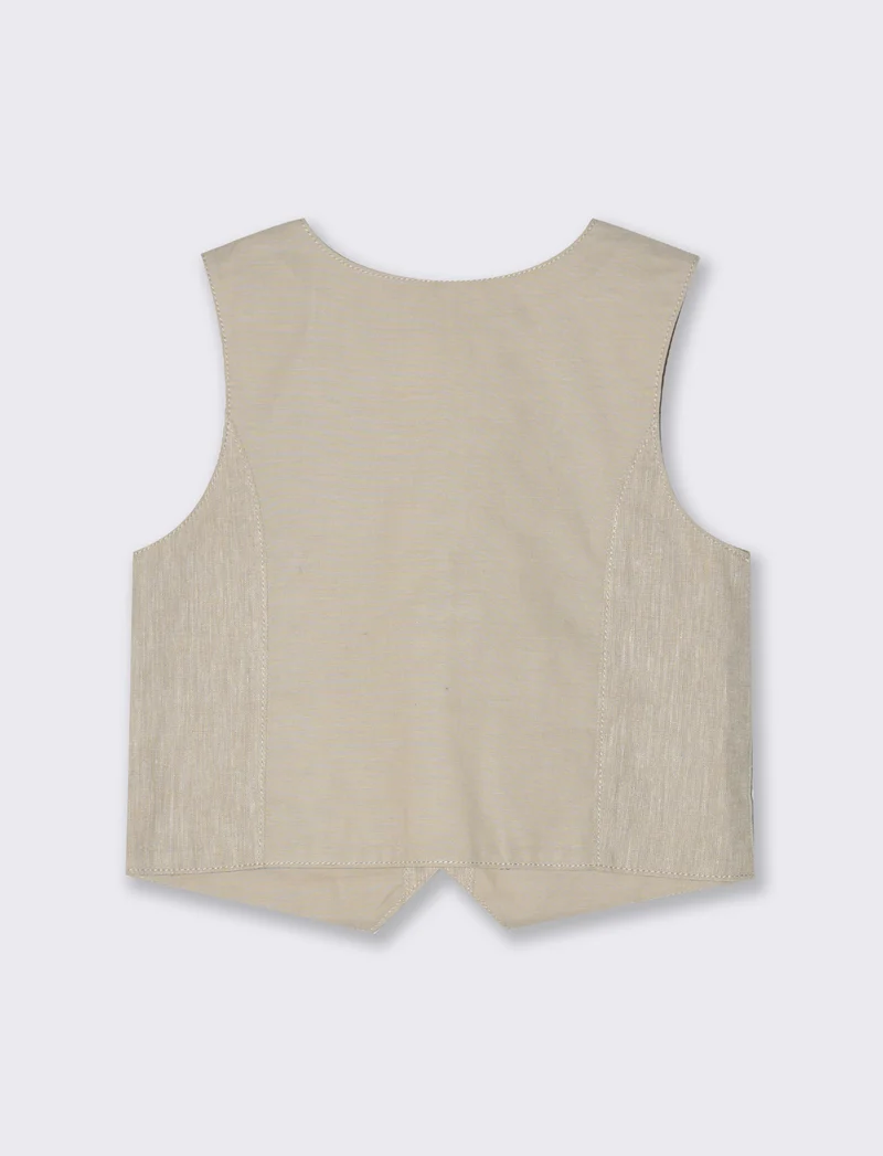 Gilet misto lino da neonato - Beige