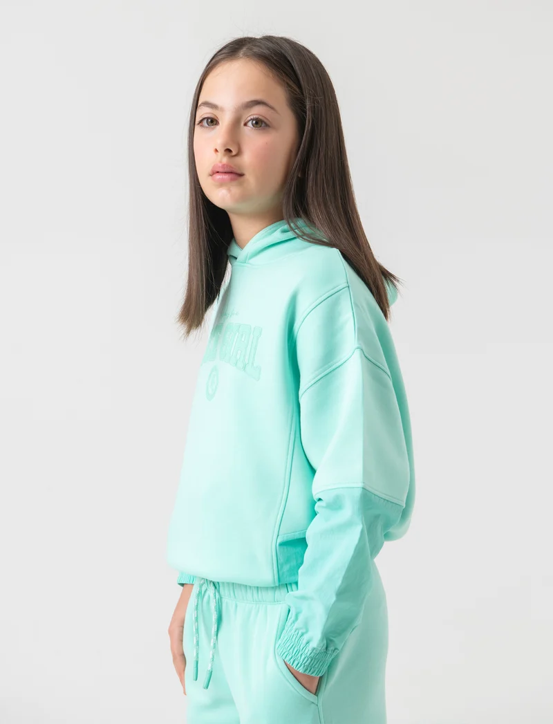 Felpa da bambina sportiva - Verde acqua