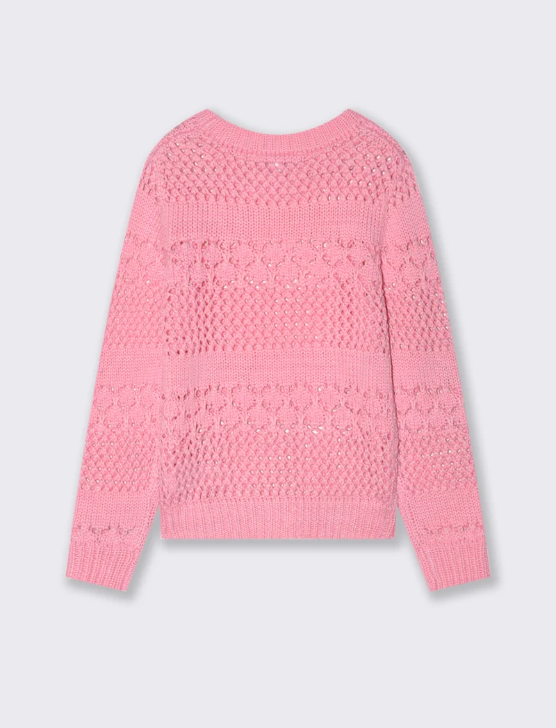 Maglioncino traforato da bambina - Rosa
