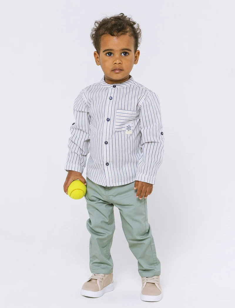 Camicia con colletto alla coreana da neonato - Righe