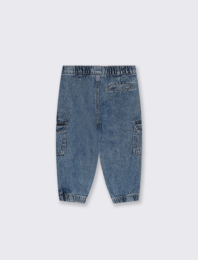 Jeans con tasconi laterali da neonato - Denim