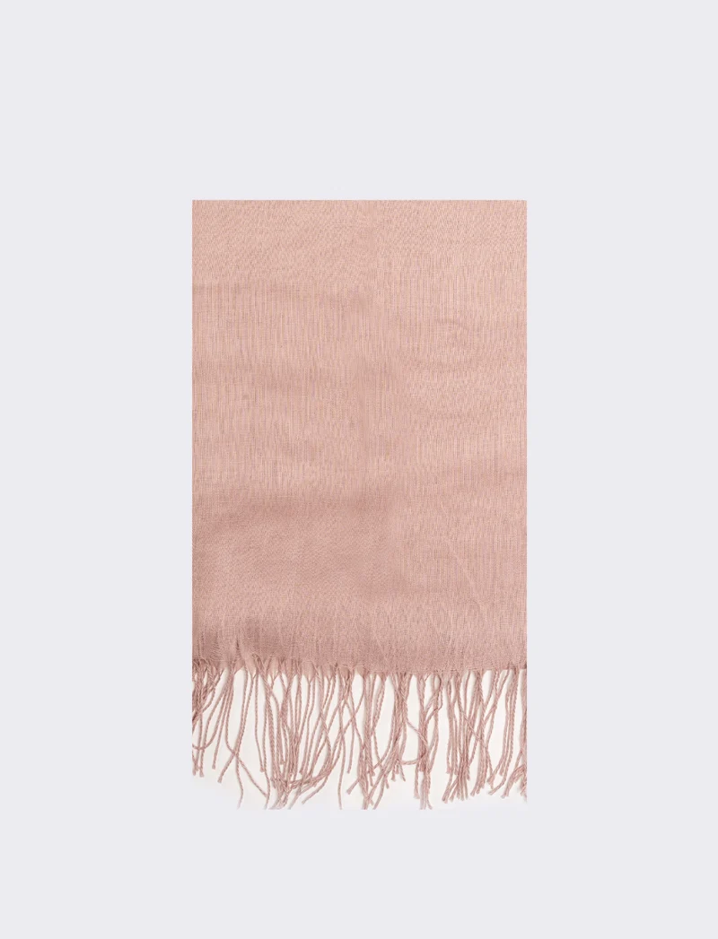 Foulard con frange unito 70 x 170 cm - Rosa