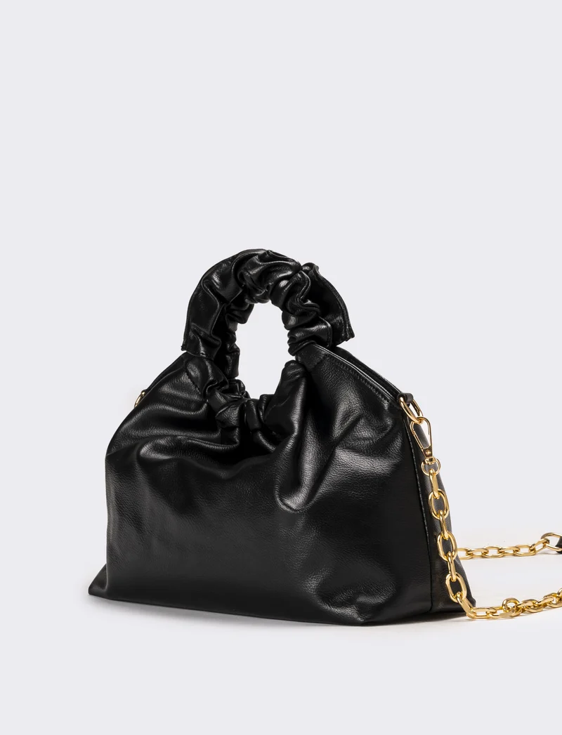 Borsa donna con manico arricciato - Nero