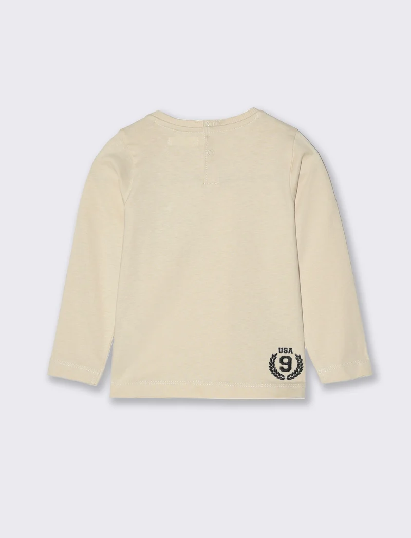T-shirt con tasca a contrasto da neonato - Beige