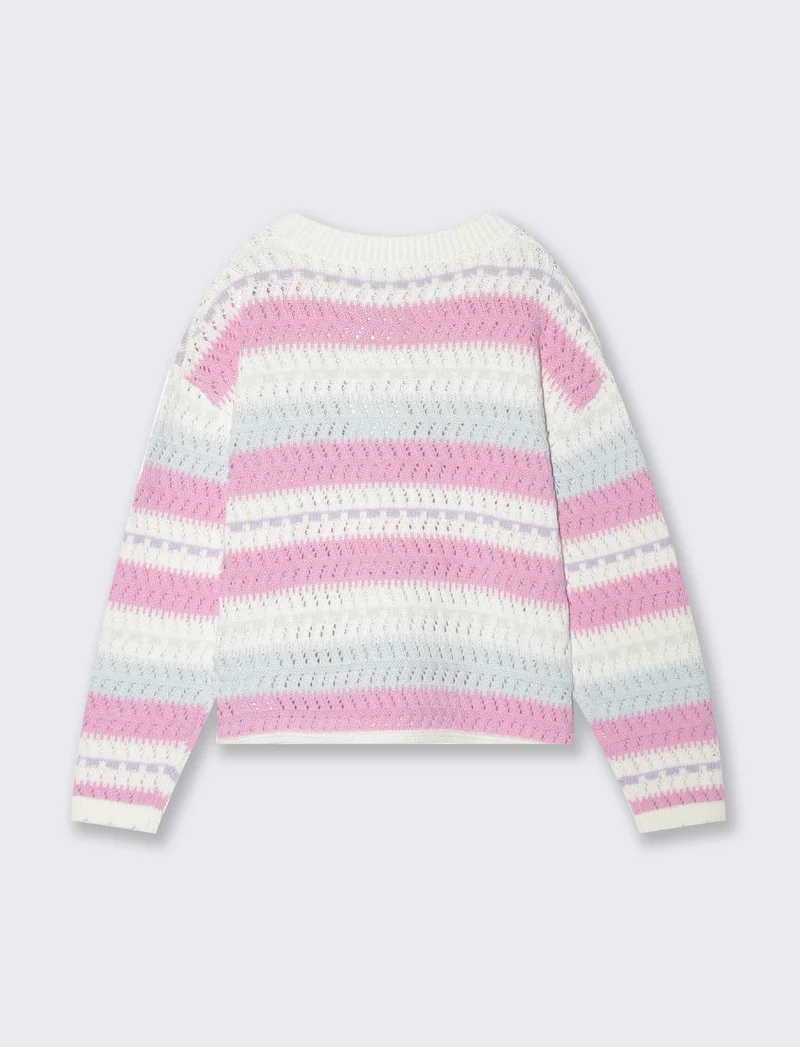 Pullover a righe colorate da bambina - Multicolore