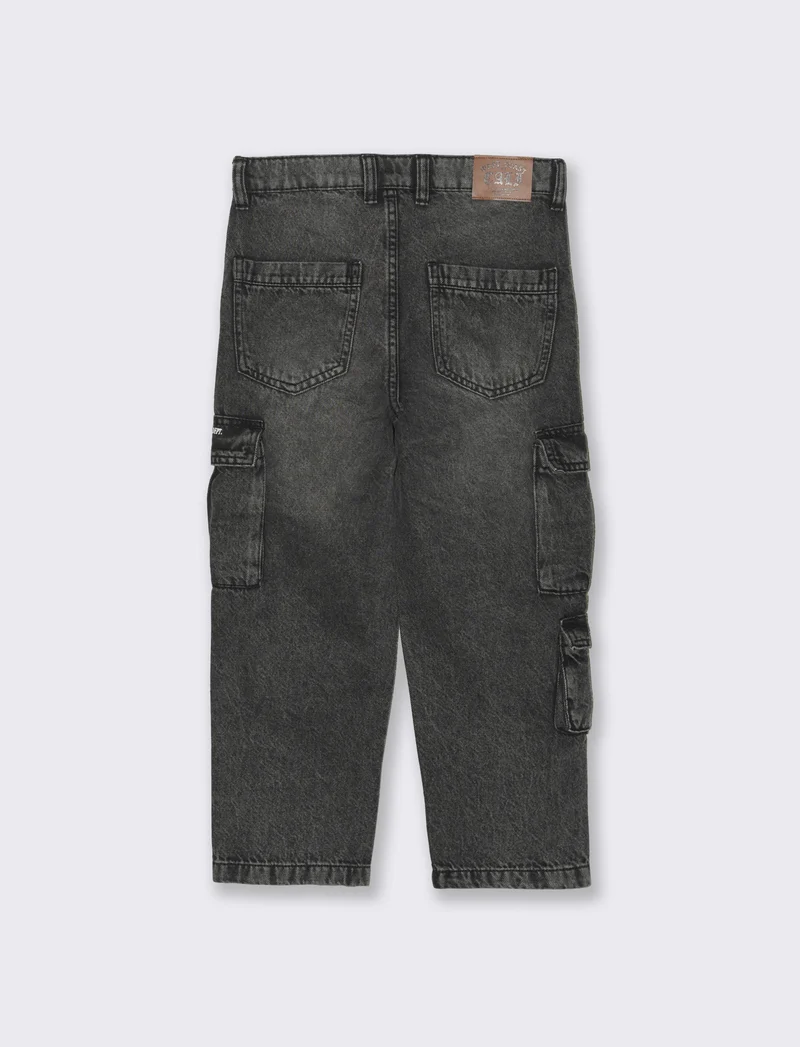 Cargo in denim da bambino - Nero