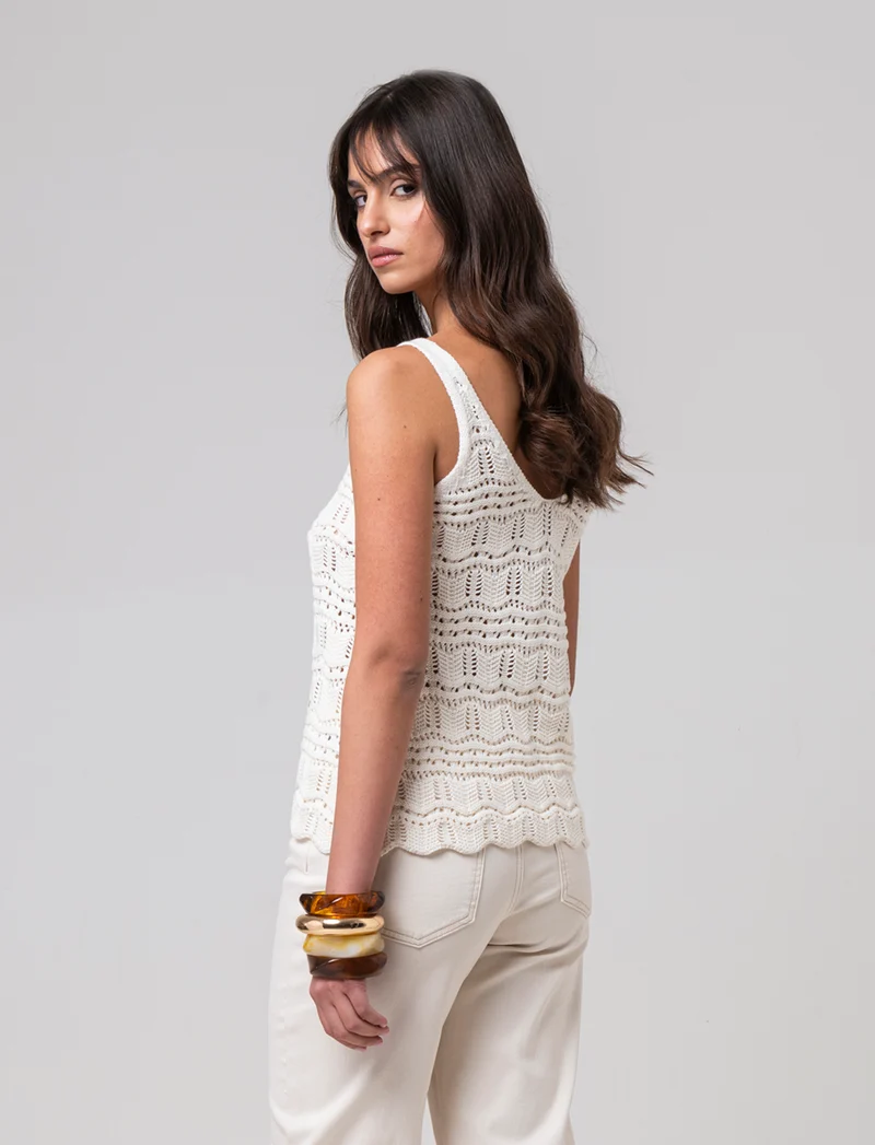 Top crochet da donna - Avorio