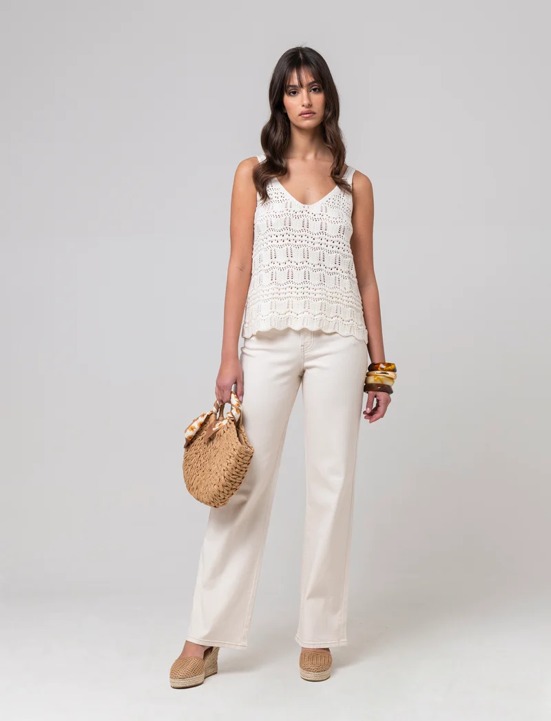 Top crochet da donna - Avorio