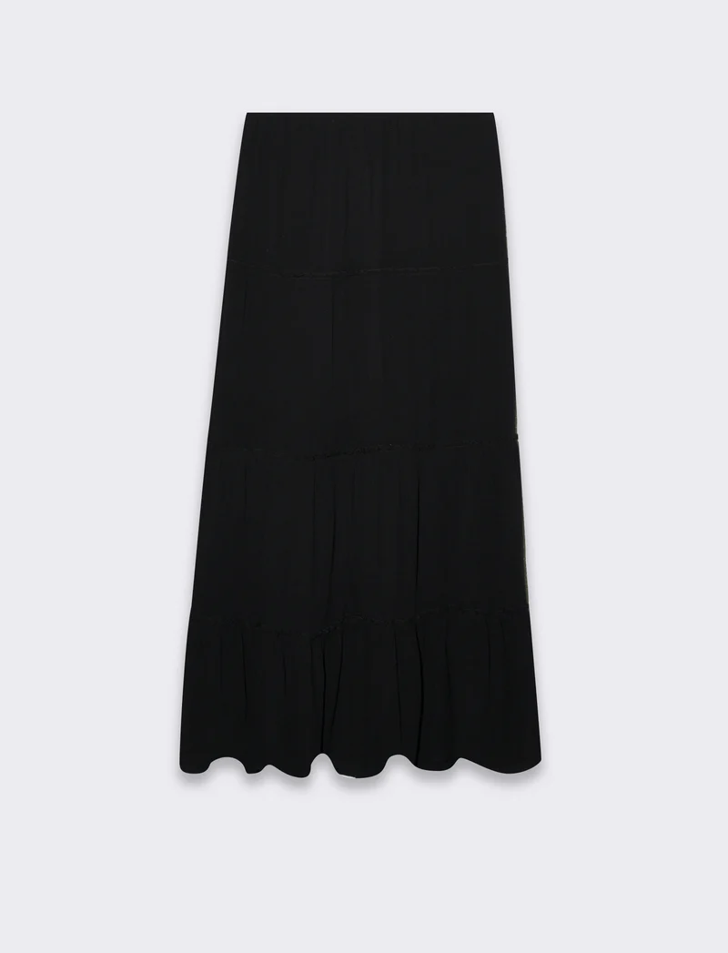 Gonna lunga con coulisse da donna - Nero
