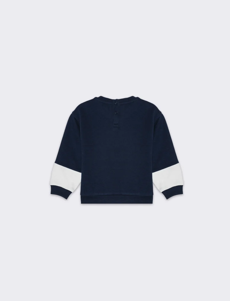Felpa con inserti alle maniche da neonato - Blu