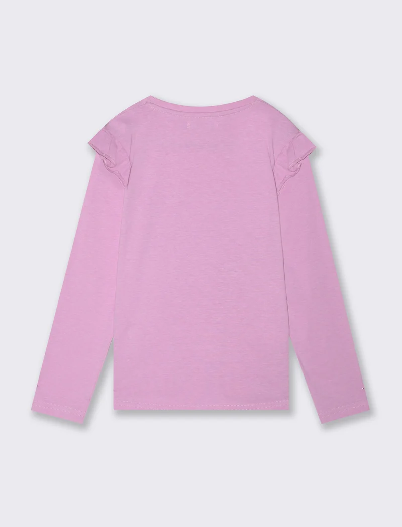 T-shirt con stampa e paillettes da bambina - Rosa