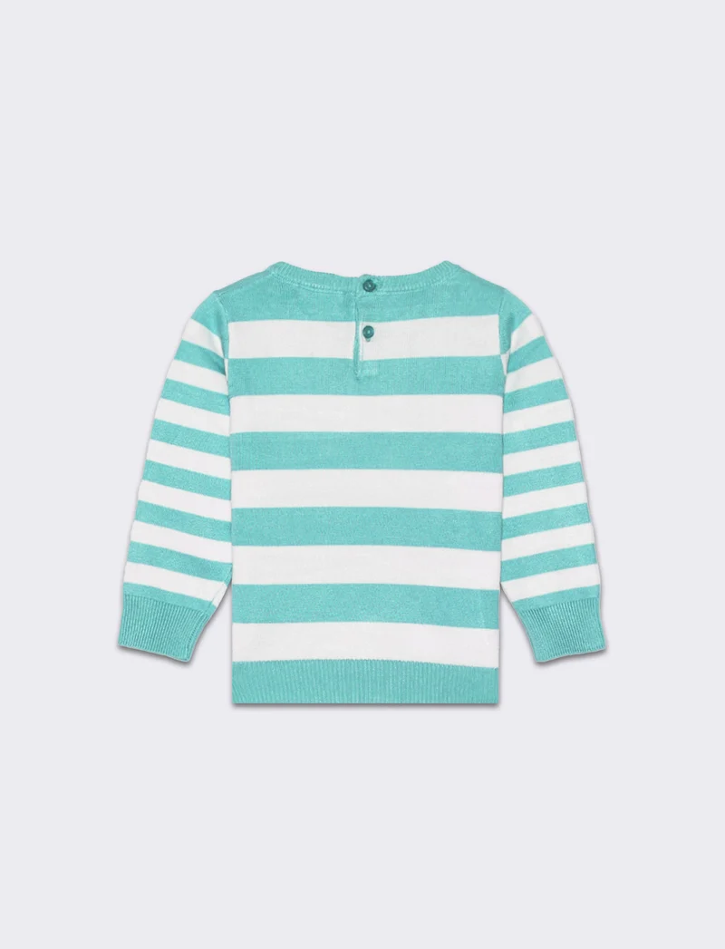 Maglia a righe da neonata - Verde acqua