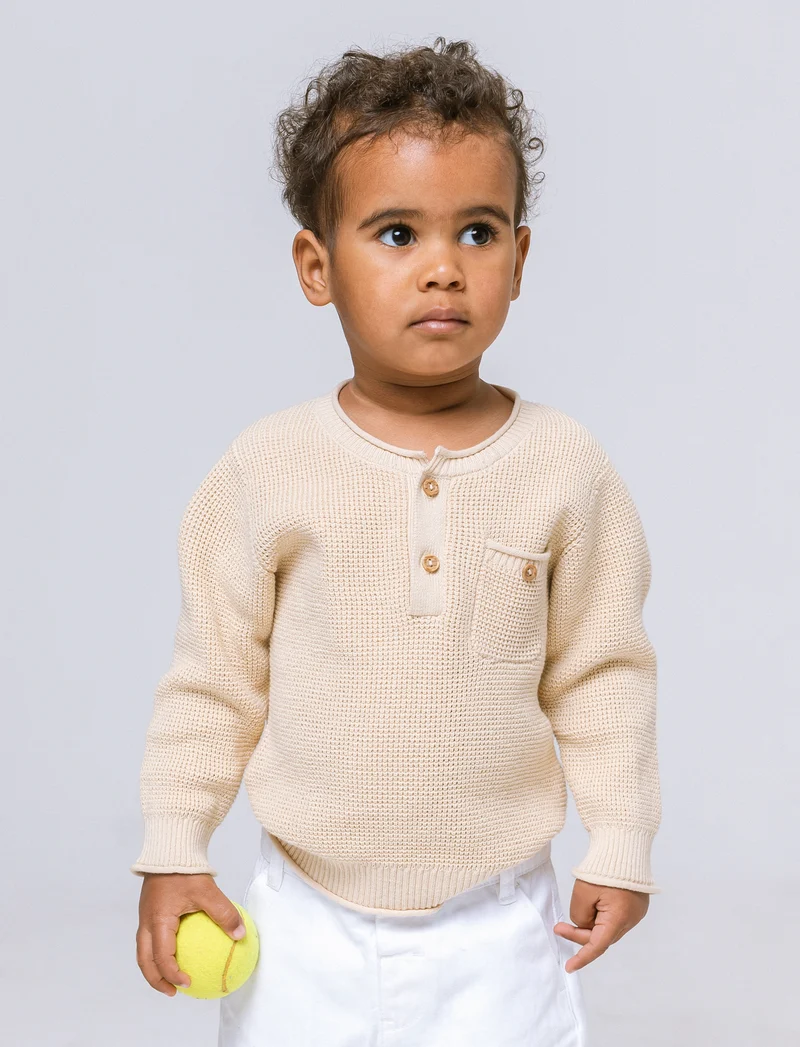 Maglia con taschino da neonato - Beige