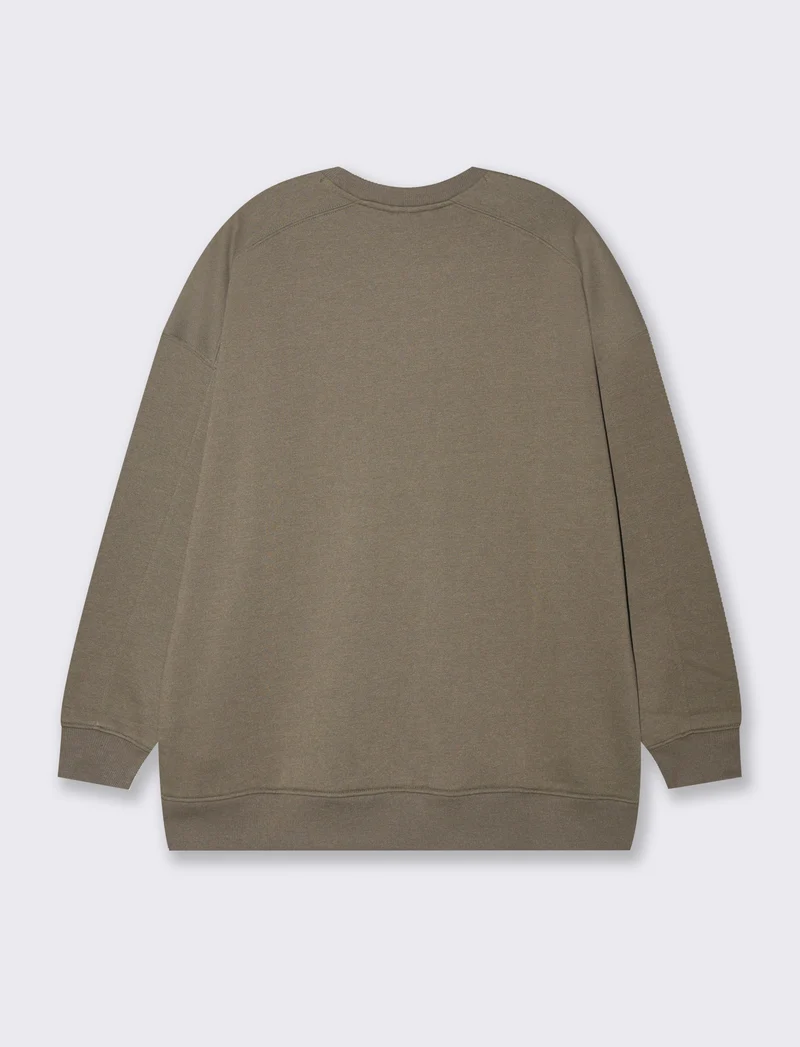 Felpa basic girocollo oversize da donna - Verde salvia
