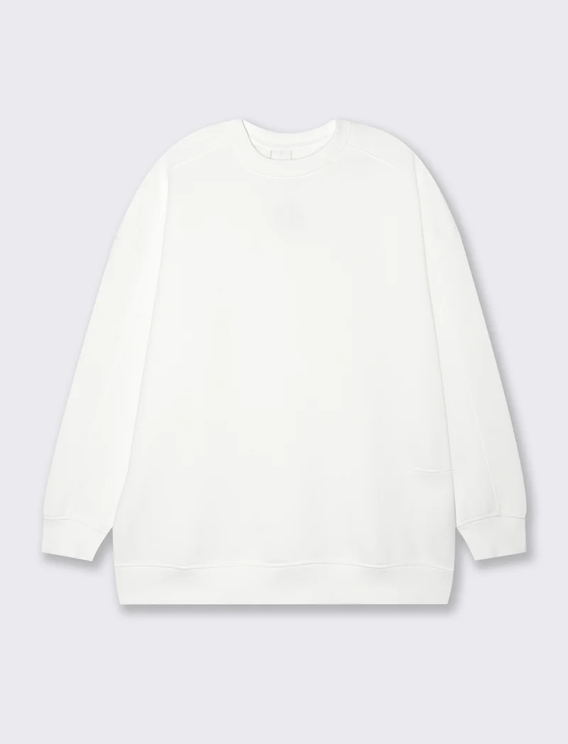 Felpa basic girocollo oversize da donna - Bianco latte