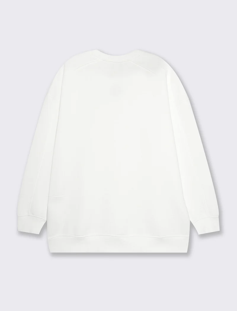 Felpa basic girocollo oversize da donna - Bianco latte