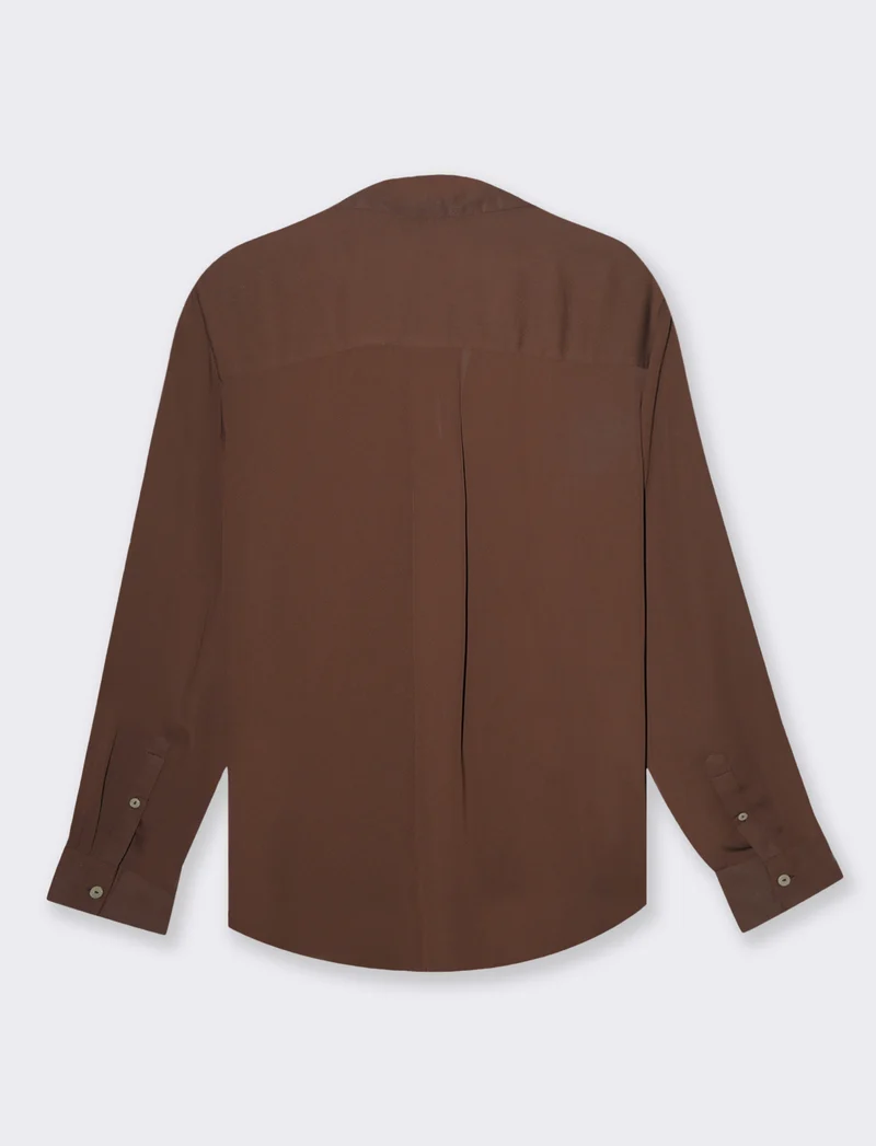 Camicia con spacchi sui fianchi da donna - Marrone