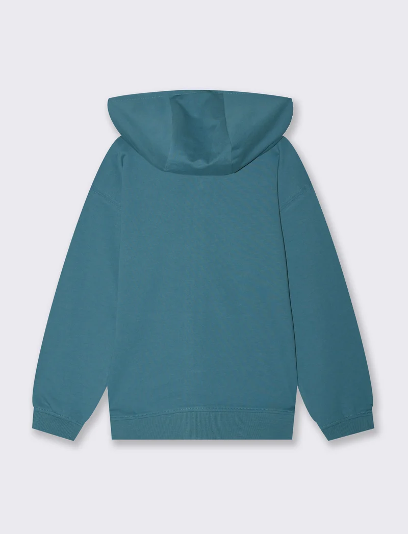 Felpa aperta con cappuccio da bambino - Verde Ottanio
