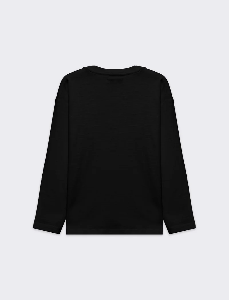 T-shirt in jersey fiammato da bambino - Nero