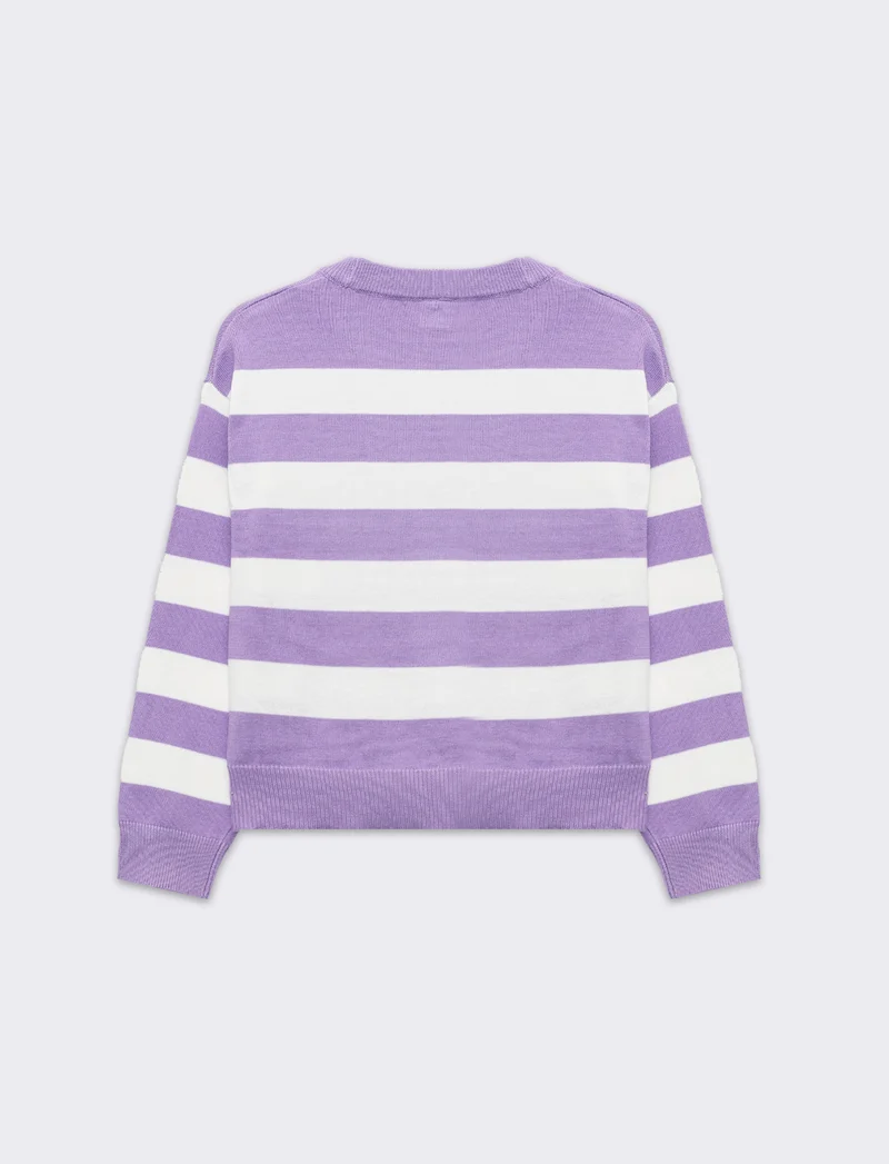 Maglione a righe da bambina - Lilla