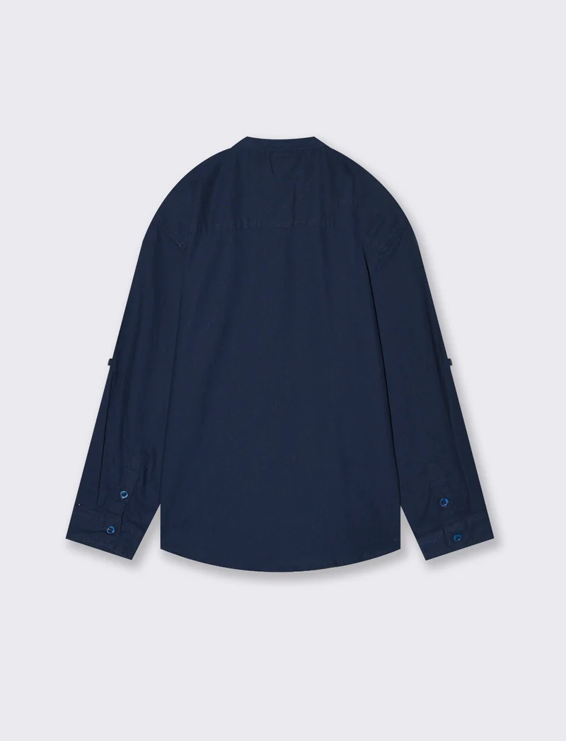 Camicia collo coreano da bambino - Blu