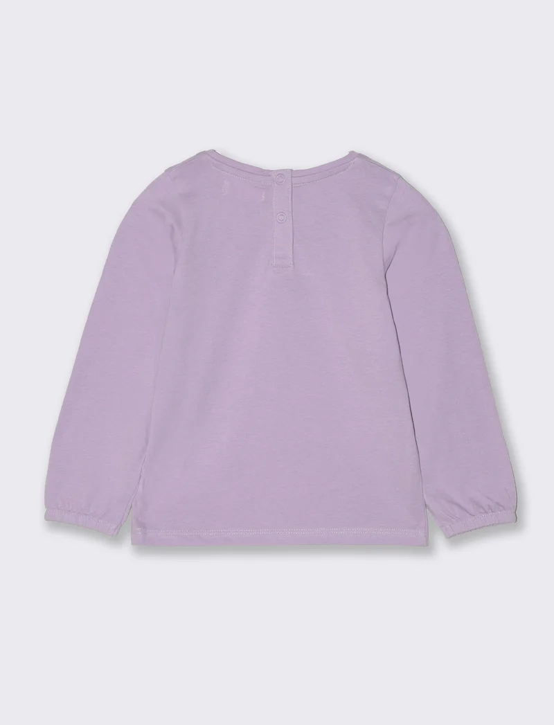 T-shirt con fondo manica elastico da neonata - Lilla
